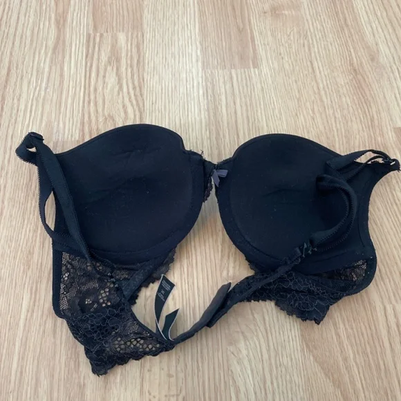 Victoria’s Secret Black Floral Lace Dream Angel Push Up Bra Size 32C - Picture 4 of 6